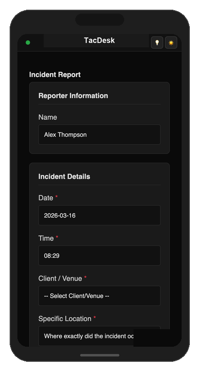 Incident Report Form - Mobile View